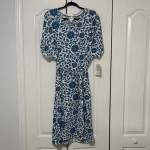 LuLaRoe Blue and White Floral Marley Dress
